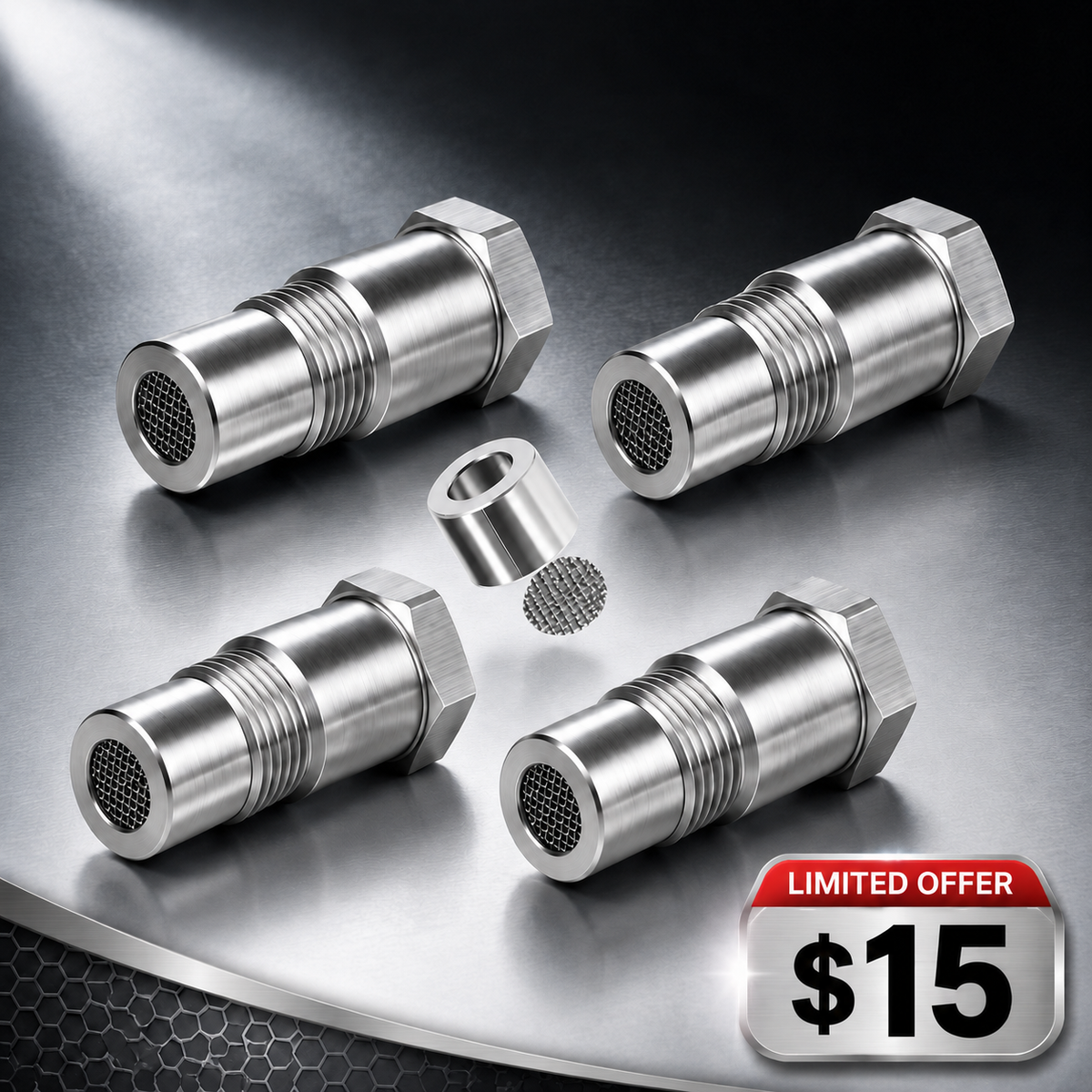 O2 Sensor Spacer with Mini Catalytic Converter - M18x1.5-1